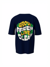 Grow Green Graphic Unisex Dark Blue Oversized T-Shirt